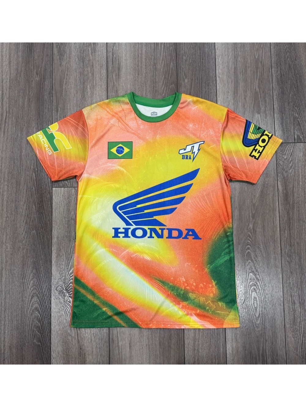 Honda Racing JT BRA Brazil Flag Logo Graphic T-Shirt Medium